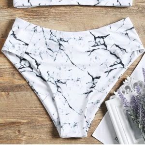 B&W Marble high waist bikini bottom